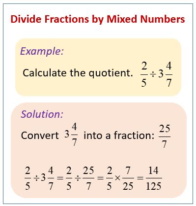 dividing simple fraction and mixed numbers